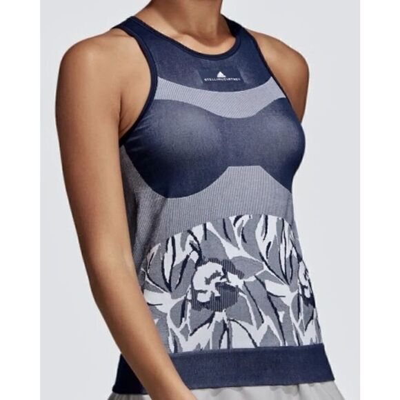 Adidas by Stella McCartney Barricade Seamless Tank Top In Night Indigo Medium - Picture 1 of 6